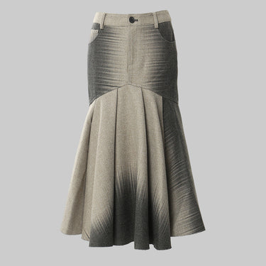 Autumn Winter Positioning Printing Personalized Woolen Slim Fishtail Skirt Women